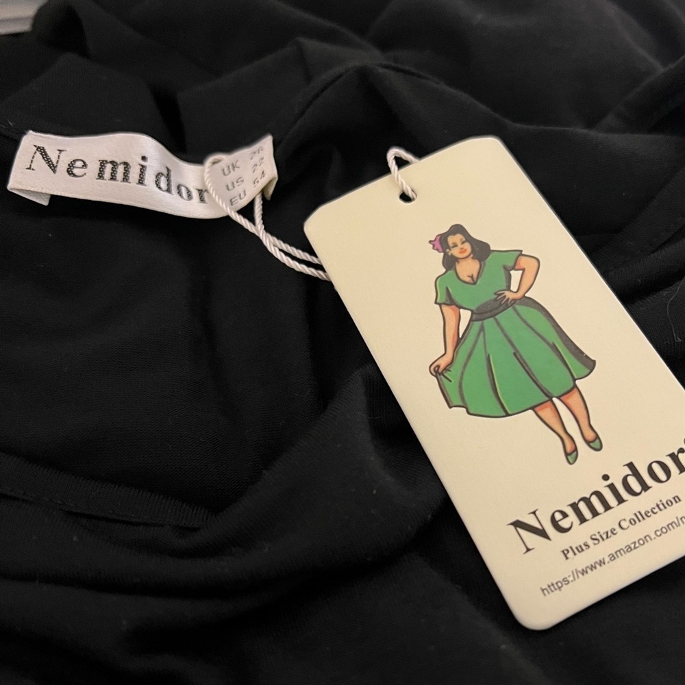 NWT Nemidor 22 Black Short Sleeve Maxi Dress w/ Pockets Casual Modest - Picture 7 of 8